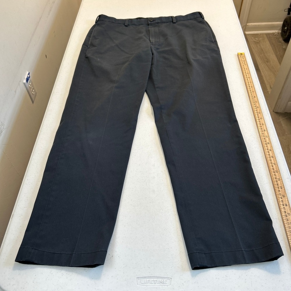 Brooks Brothers Advantage Chino Hudson Navy Blue Pants 37x32 Mens Flat Front